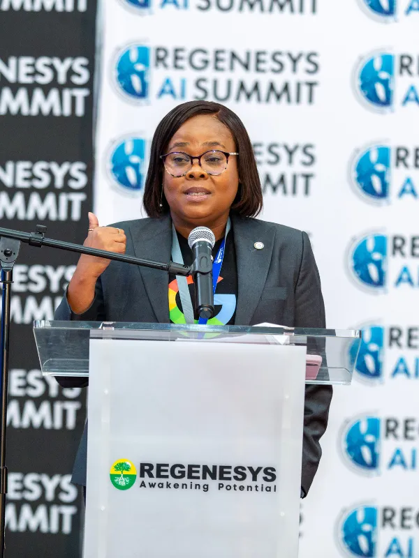 Abongile Mashele speaking at the Regenesys AI Summit