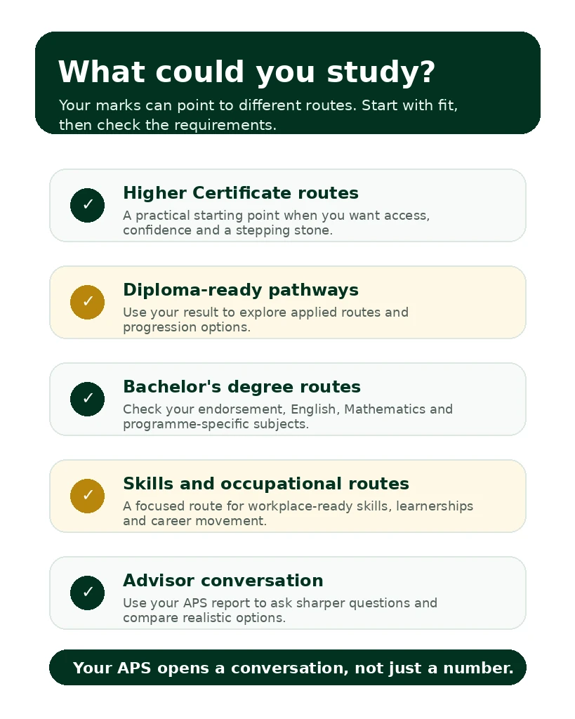 study routes to explore after calculating your APS score