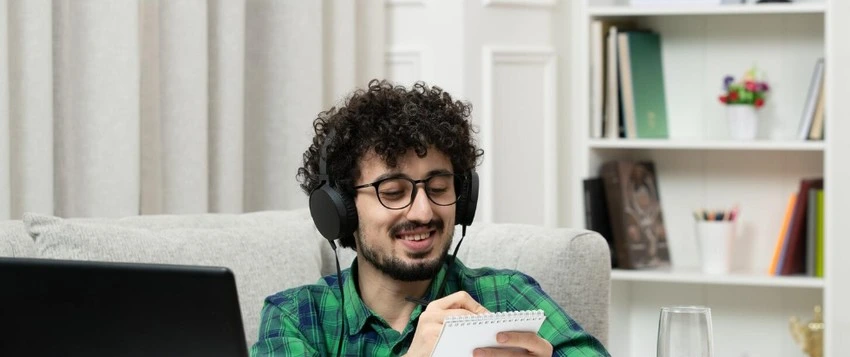 Student studying an online BBA degree on a laptop